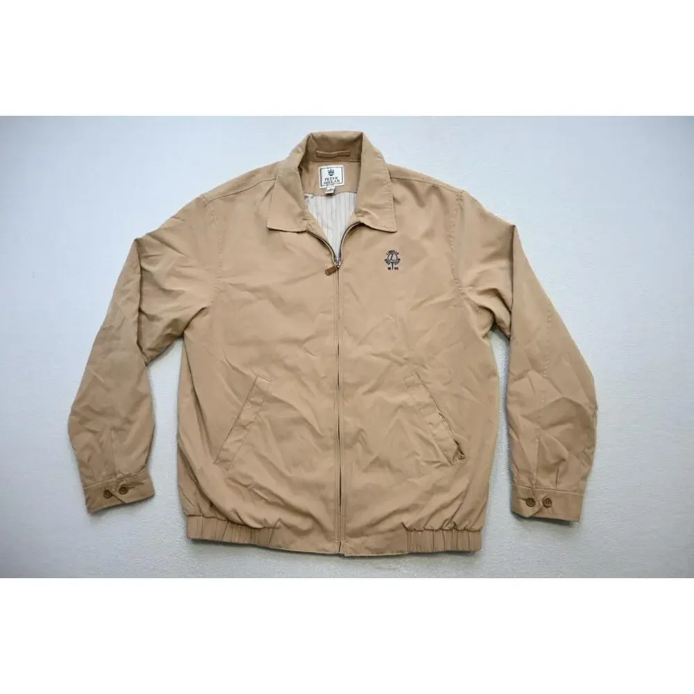 Peter Millar Lined Light Weight Golf Jacket Beige Pull Over Mens Size Large‎